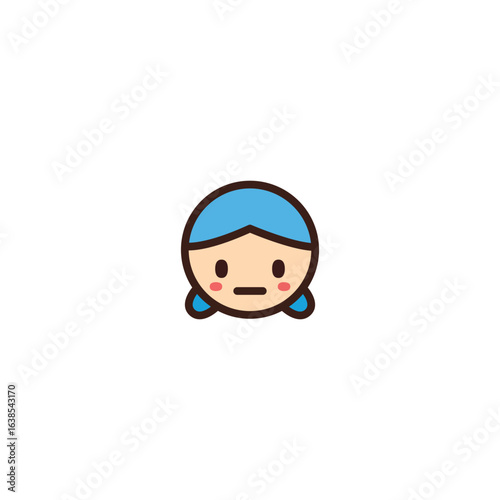 Cute Girl Face Chibi Icon – Flat Cartoon Style