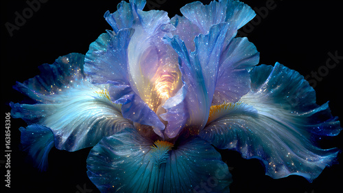 Abstract Iris Flower Close-up - Magical Glowing Floral Background