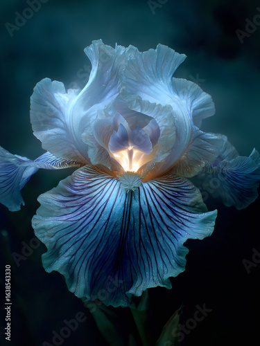 Ghost Iris with Ethereal Light - Floral Art on Dark Background