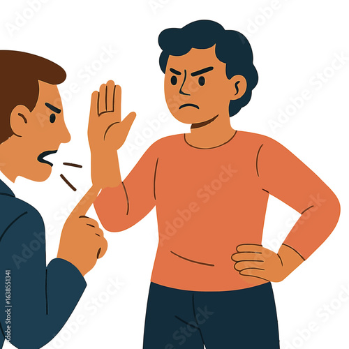Flat style argument scene with two people in disagreement