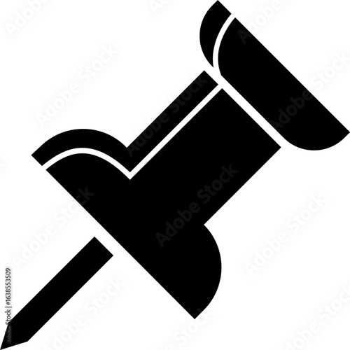 Push Pin Vector Silhouette Icon. Push Pin Icon Perfect for Office Supplies Stationary Design Projects, Isolated on Transparent Background.