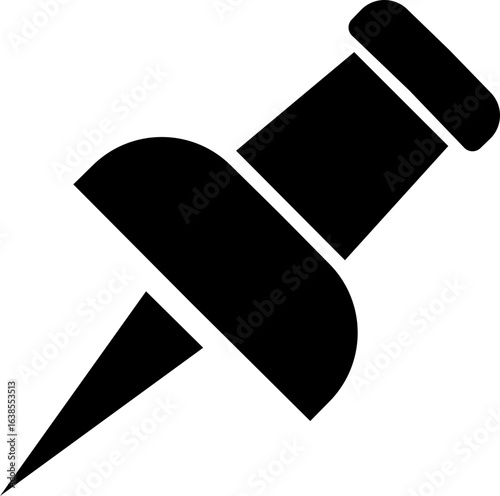 Push Pin Vector Silhouette Icon. Push Pin Icon Perfect for Office Supplies Stationary Design Projects, Isolated on Transparent Background.