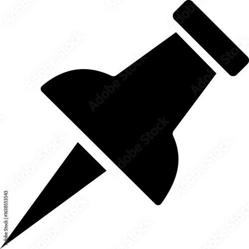 Push Pin Vector Silhouette Icon. Push Pin Icon Perfect for Office Supplies Stationary Design Projects, Isolated on Transparent Background.