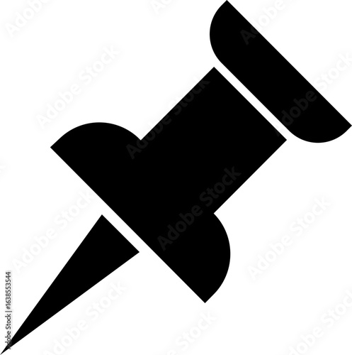 Push Pin Vector Silhouette Icon. Push Pin Icon Perfect for Office Supplies Stationary Design Projects, Isolated on Transparent Background.