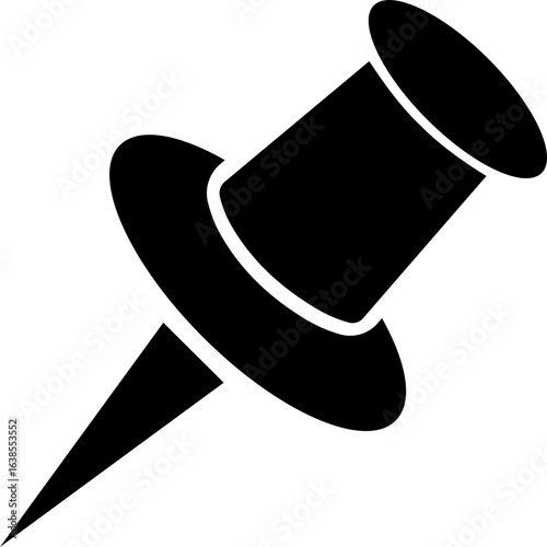 Push Pin Vector Silhouette Icon. Push Pin Icon Perfect for Office Supplies Stationary Design Projects, Isolated on Transparent Background.