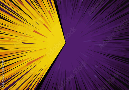 Abstract Comic Book Style Burst Background in Yellow and Purple.