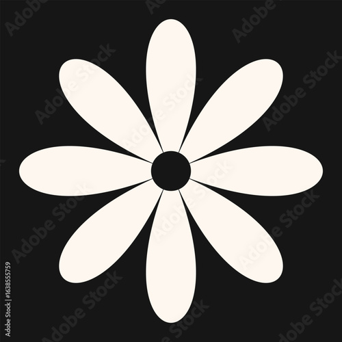 Modern abstract flower with crisp lines and a subtle retro tone. A refined design element that brings elegance to floral themes.