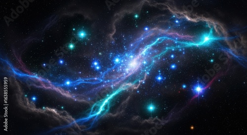 Vibrant Nebula and Star Clusters in Deep Space