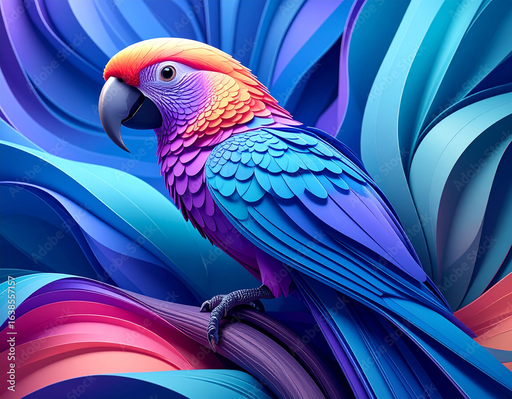 Fototapeta premium Abstract Image of a Colorful Parrot Sitting on a Branch 142