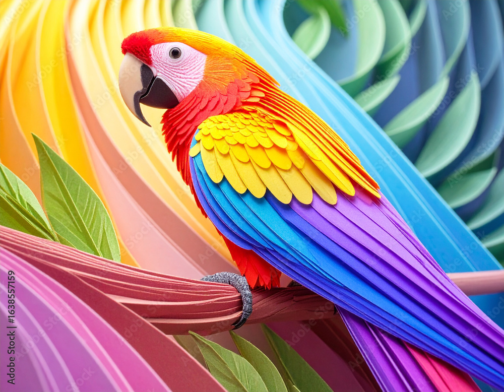 Fototapeta premium Abstract Image of a Colorful Parrot Sitting on a Branch 141