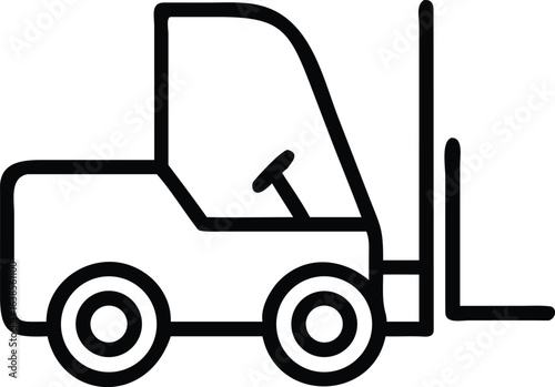 Black outline icon of a forklift on a white background symbol vehicle