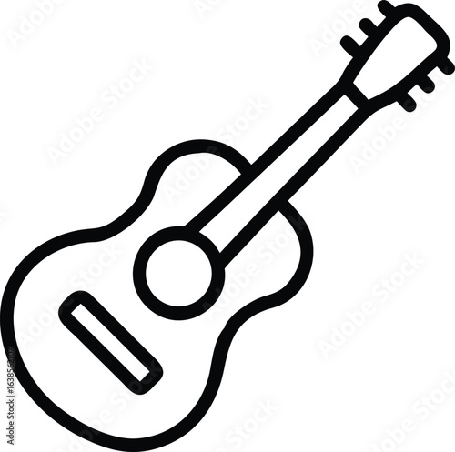 Black outline of a guitar on a white background acoustic music