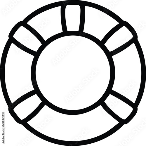 Black outline of a life preserver ring on white background safety rescue