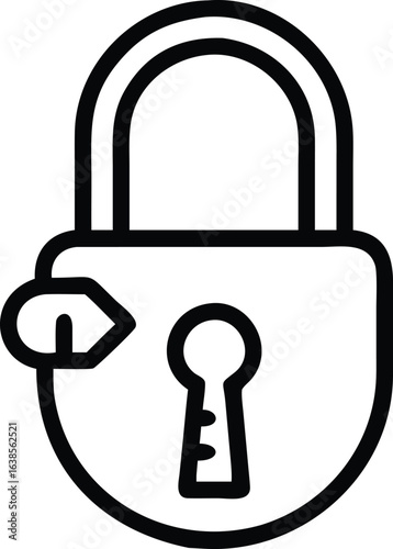Black outline of a padlock with a keyhole and shackle security safety
