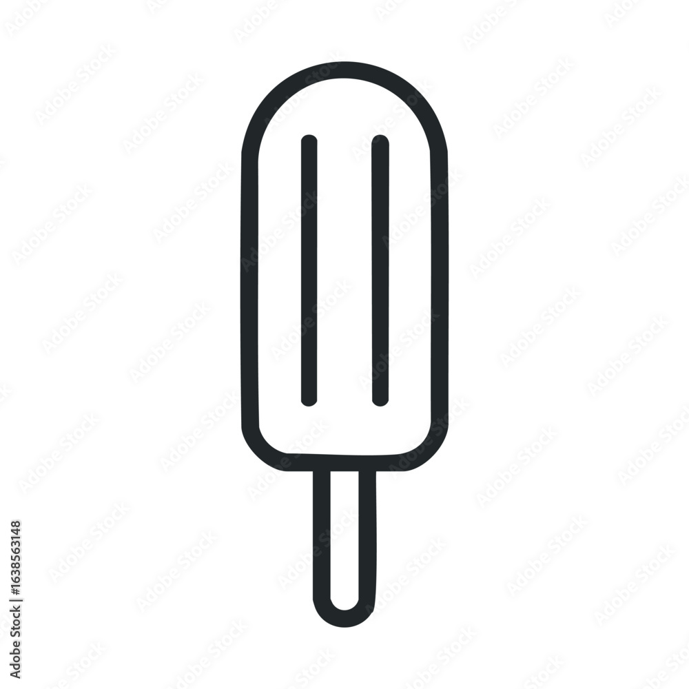 Minimalist line art of a popsicle in black and white Minimalist line art of a popsicle in black and white