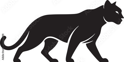 Powerful black panther walking silhouette