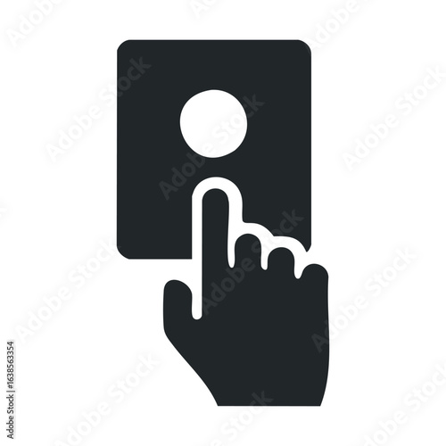 Hand pressing button icon for interaction and user interface design