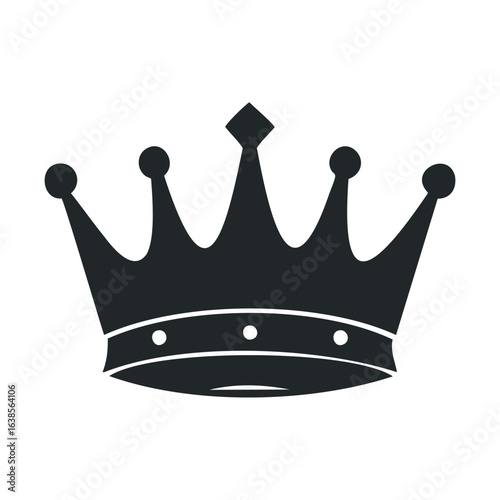 Black silhouette crown icon with jewel accents on white background