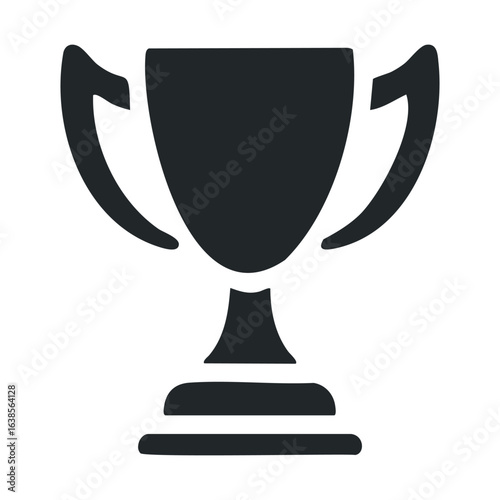 Simple black trophy icon illustration: victory and achievement symbol