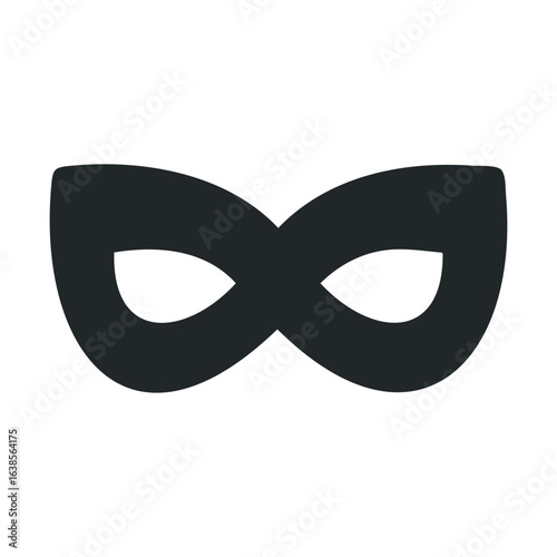Black eye mask icon on white background for masquerade or disguise concepts