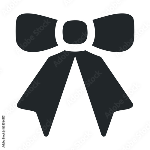 Black decorative bow silhouette with tails on white background