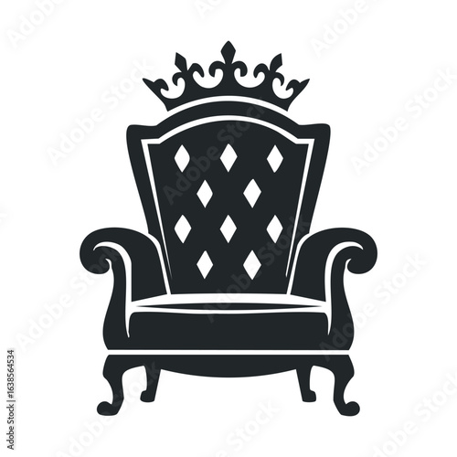 Elegant royal throne chair with ornate crown design silhouette