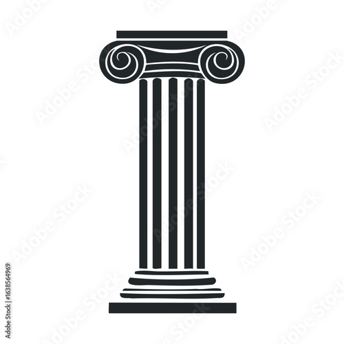Classical ionic column illustration with decorative volutes