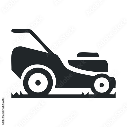 Silhouette of a lawn mower on a white background