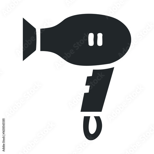 Simple black hairdryer icon on white background