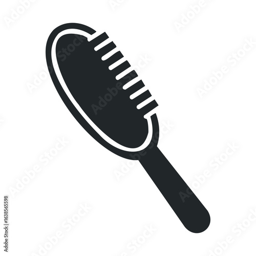 Black hairbrush icon with handle design for grooming and styling