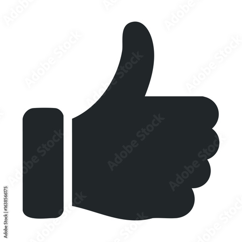 Silhouette thumbs up gesture on white background