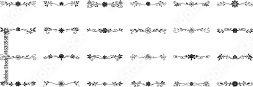Elegant Set of Decorative Dividers . Vector art of rows of enigmatic ancient characters and symbols presented on a transparent background, hinting at forgotten knowledge