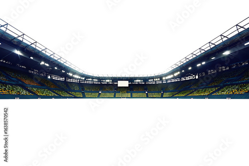 Modern stadium illuminated for soccer isolated on a transparent background