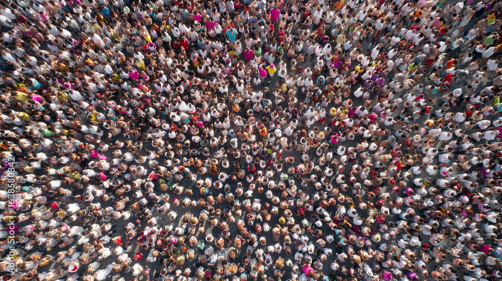 Fototapeta premium Large crowd of people seen from above