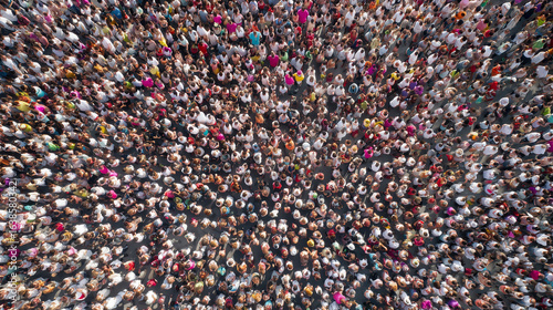 Large crowd of people seen from above
