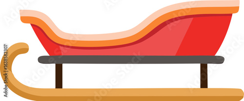 Red and orange winter sleigh isolated on white background