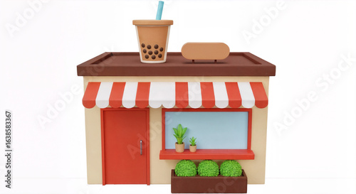 3D Cartoon Bubble Tea Shop Building