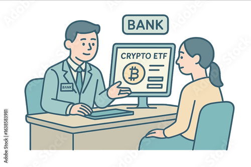 Linear style bank consultation for cryptocurrency investment with etf focus