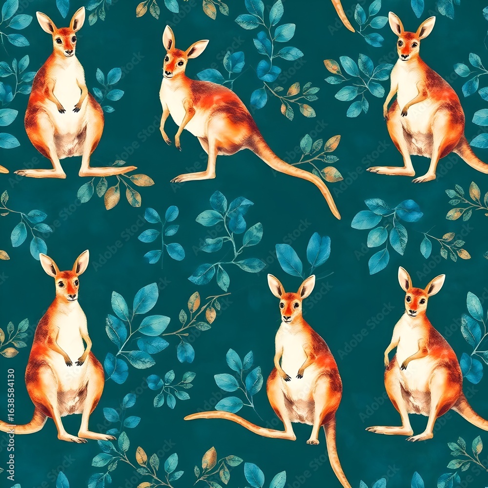 Naklejka premium seamless pattern with kangaroo 