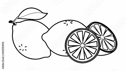 Fresh lemons and sliced citrus fruit illustration, perfect for food blogs and healthy recipes