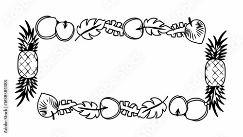 Tropical fruit frame design for invitations, summer events, social media posts, and more