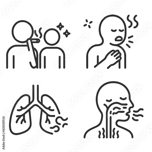 Linear icons of respiratory symptoms and smoking effects