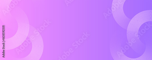 Abstract circle lines on pink and purple background. Geometric stripe line art design for poster, brochure, cover, website, header, web banner, presentation.