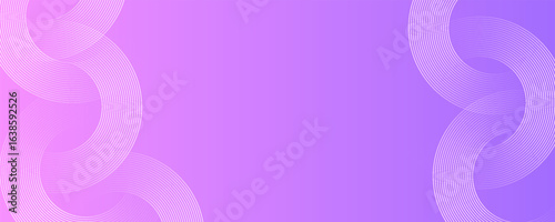 Abstract circle lines on pink and purple background. Geometric stripe line art design for poster, brochure, cover, website, header, web banner, presentation.