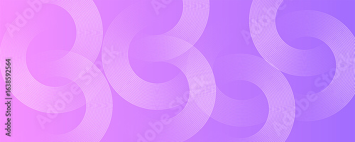 Abstract circle lines on pink and purple background. Geometric stripe line art design for poster, brochure, cover, website, header, web banner, presentation.