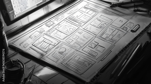 Napkin Sketch Software: Wireframing an app or website interface. 