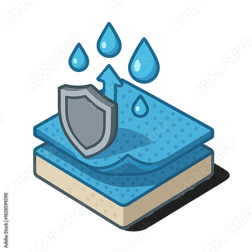 Watertight protection technology: isometric rain-repellent shield and surface layers