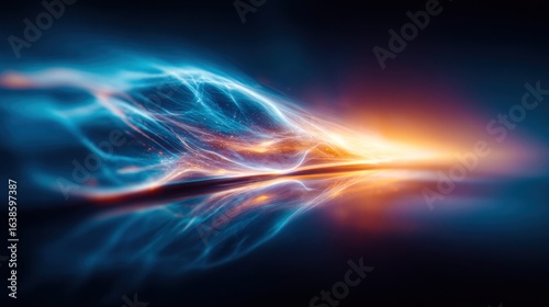 A mesmerizing abstract scene of glowing energy streams in vibrant colors across the dark space.