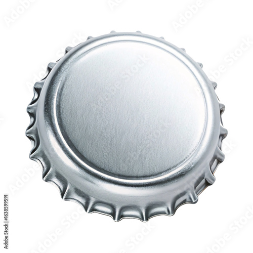 Top Silver Bottle Cap Isolated on White Background
