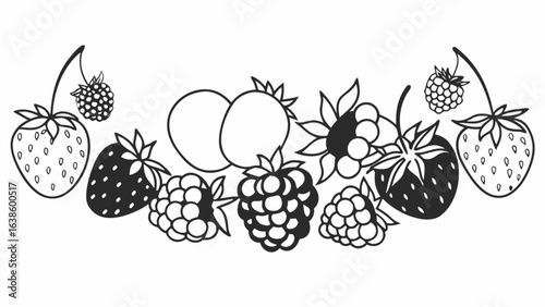 Fresh summer berries hand drawn in a minimalist style perfect for food blogs and design projects
